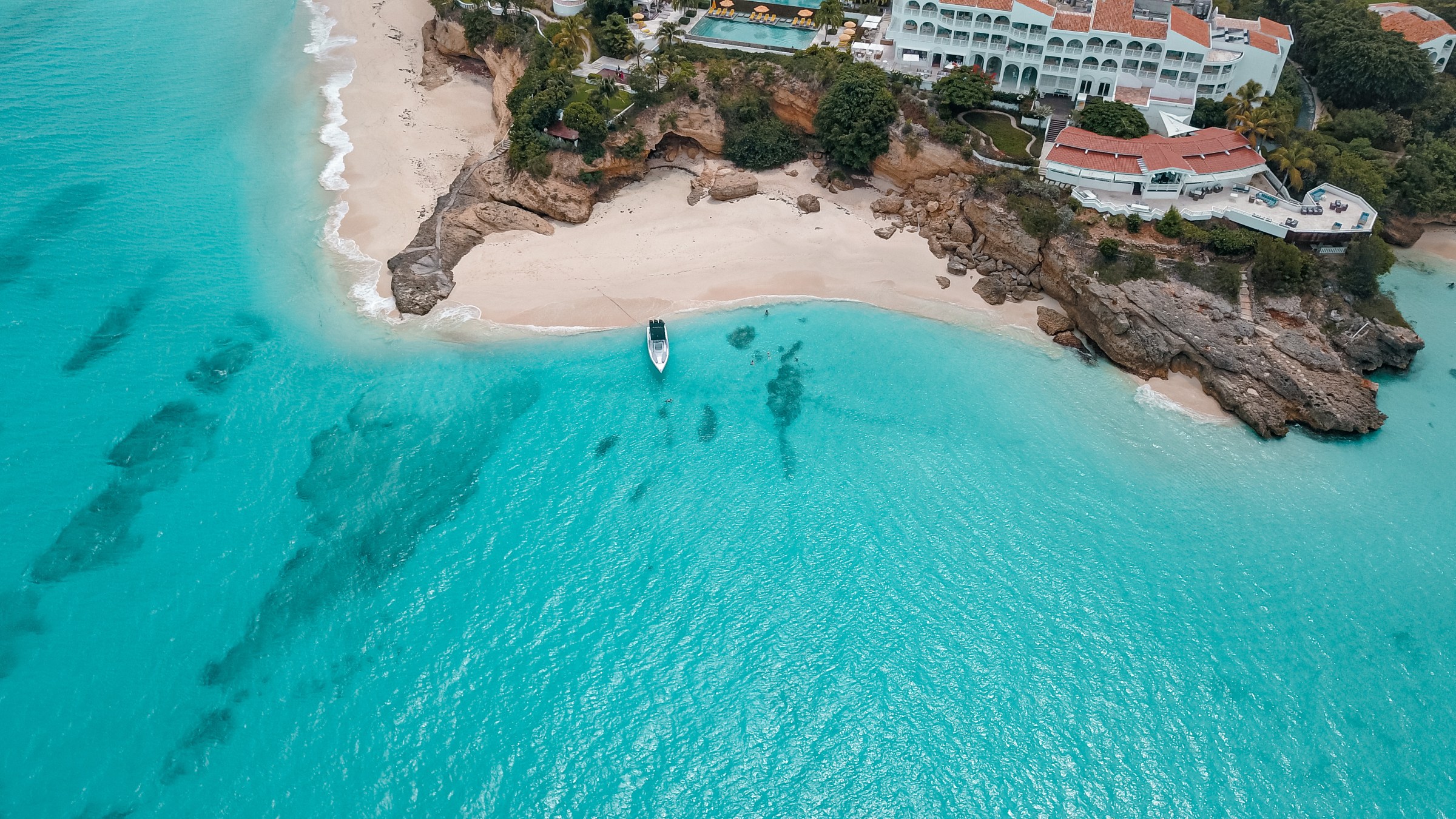 Anguilla's turquoise water and coastline seen from above