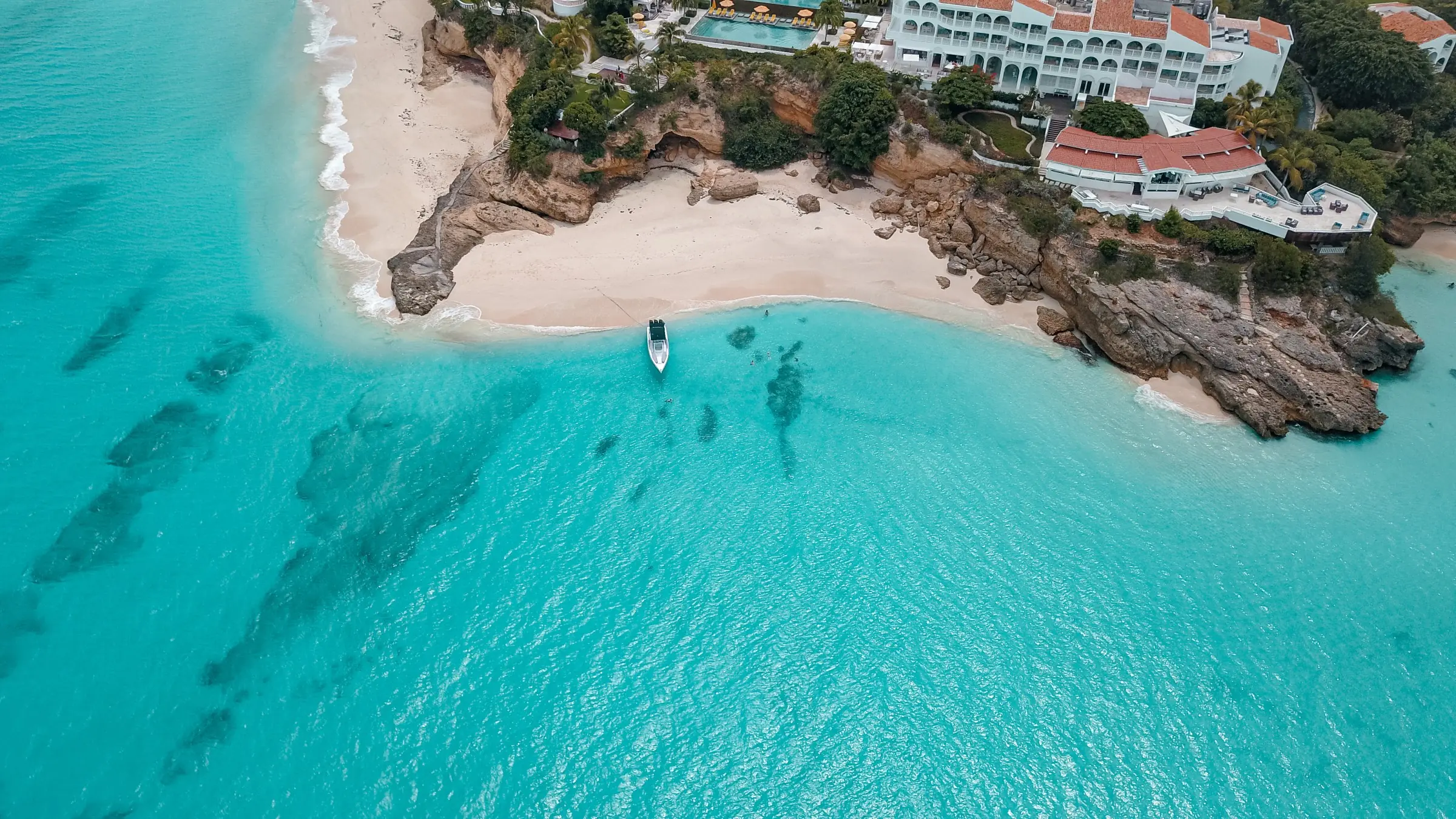 White beach and clear turquoise water in Anguilla